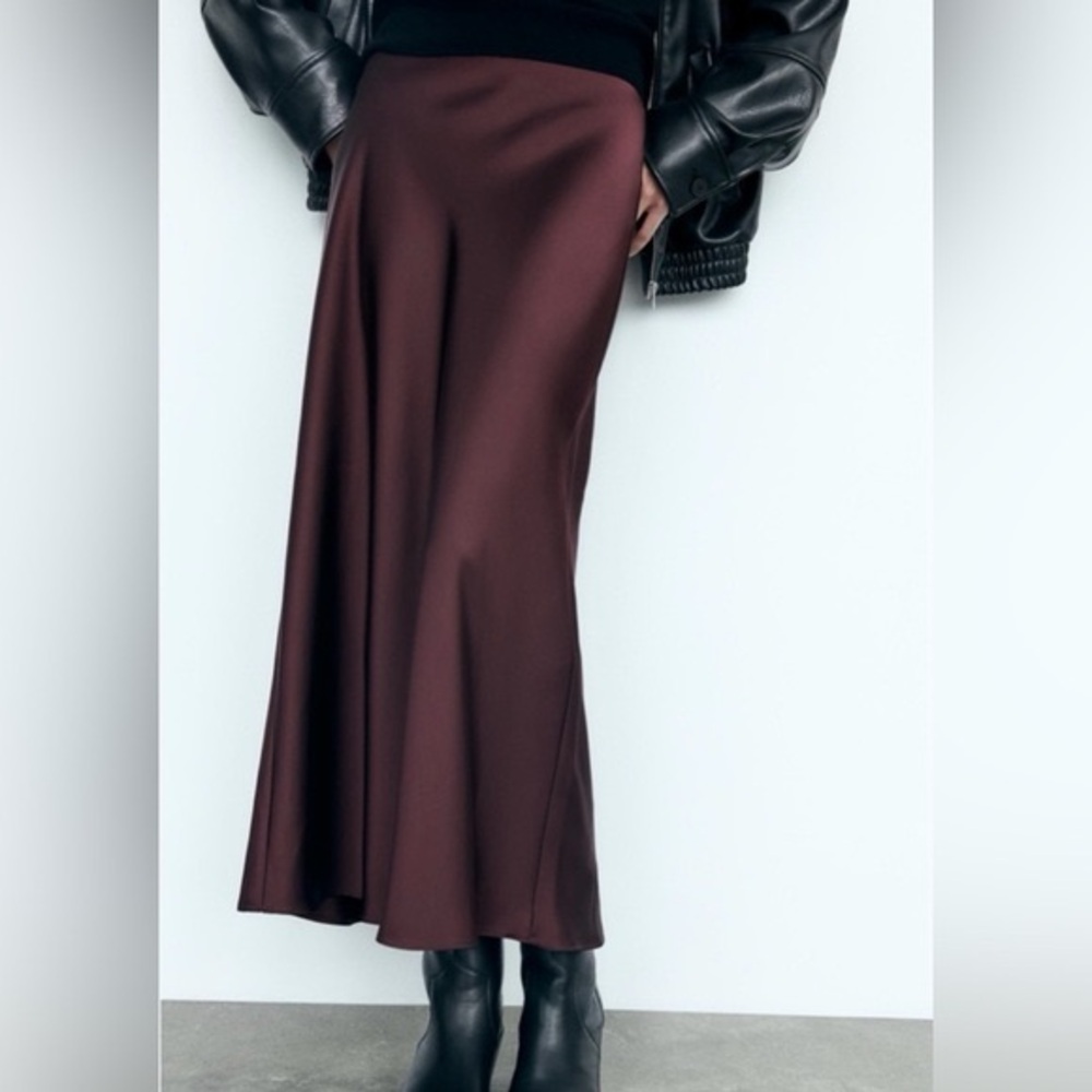 Zara Burgundy Maxi Skirt - Picture 2 of 14